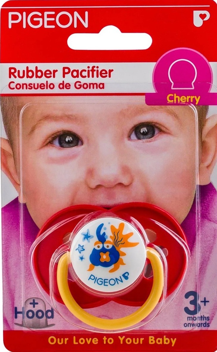 Pigeon Pacifier Rubber Chery Shaped 3+ Month Red
