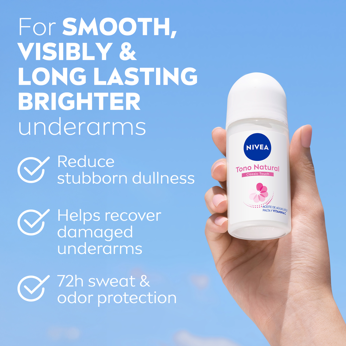 NIVEA Natural Radiance Radiant & Smooth, 72h Antiperspirant, Roll-on 50ml
