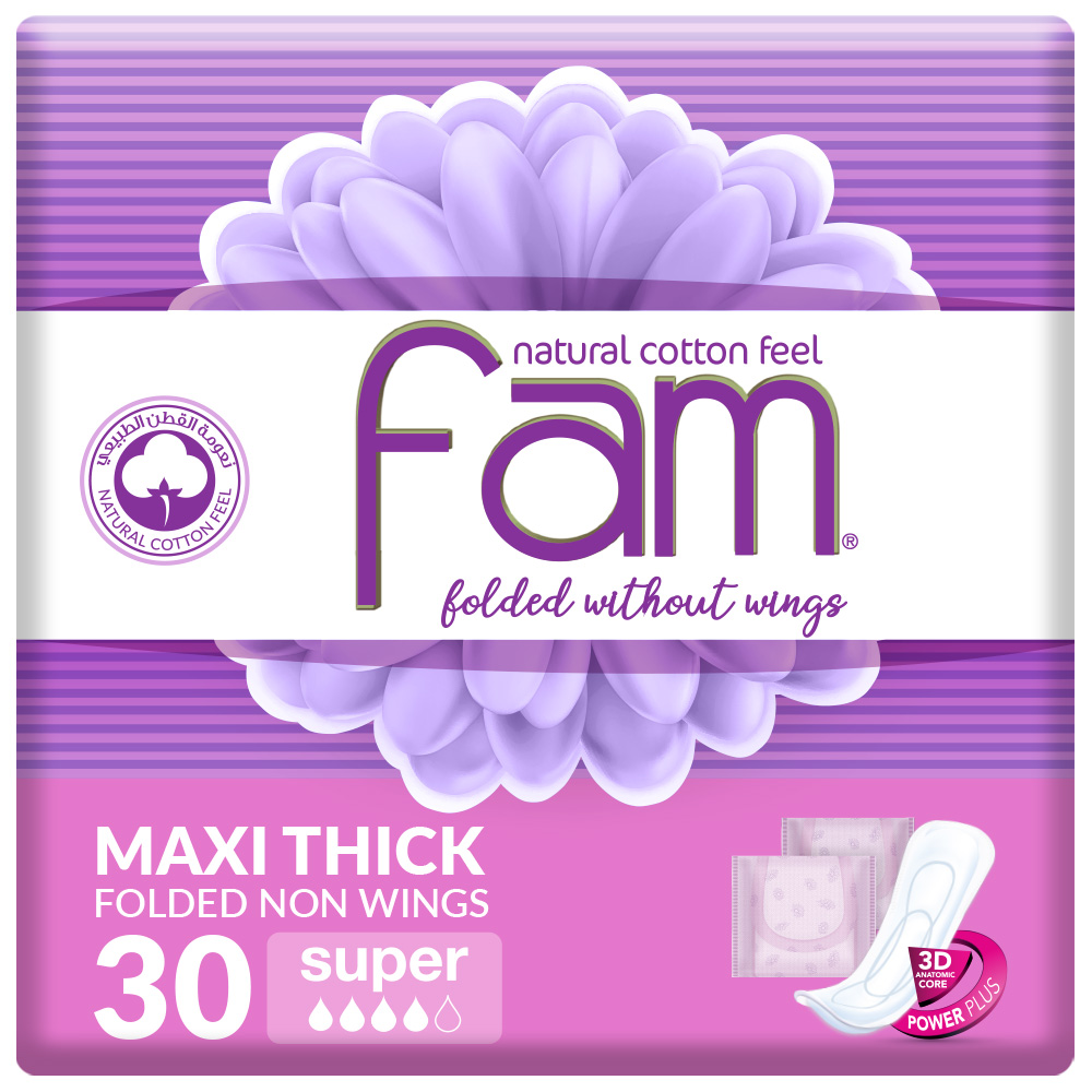 Fam Folded Pads Super-Size Without Wings 30 pads