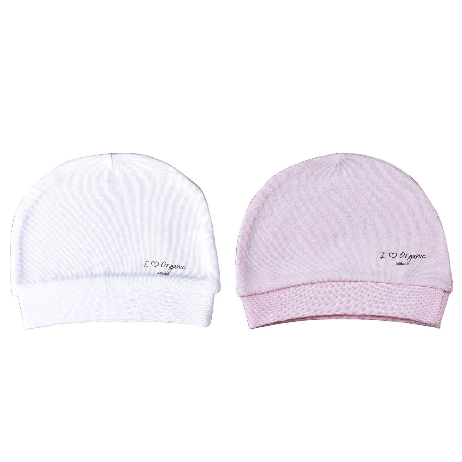 Kitikate Organic Baby Hat 2 pcs- White/Pink