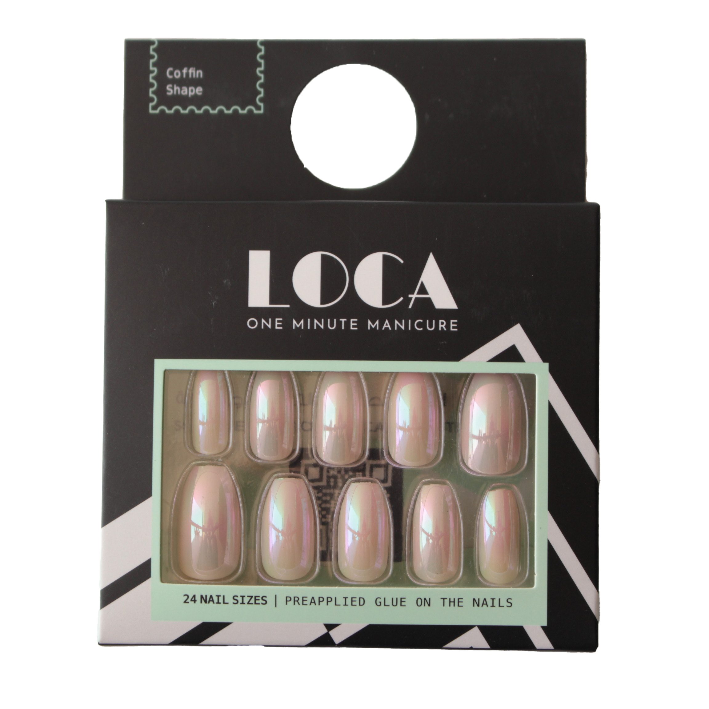 Loca press on nails pink chrome coffin shape (2)