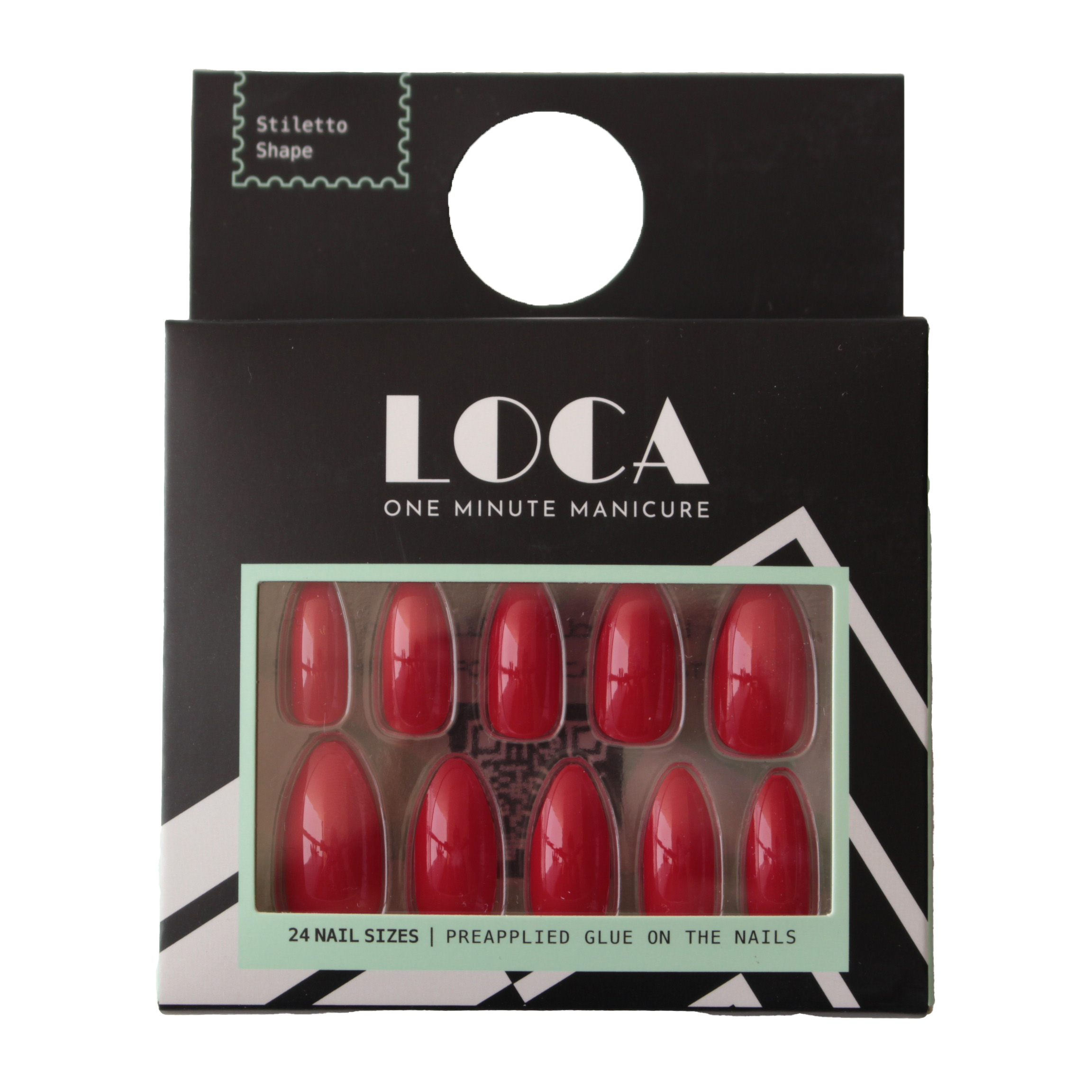 Loca press on nails red stiletto shape (10)