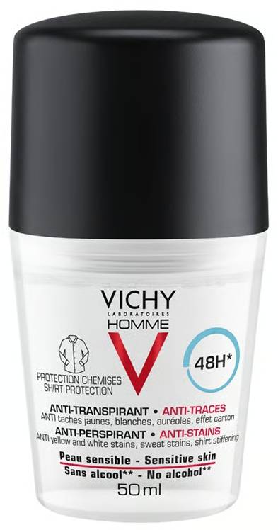 Vichy Homme 48h Anti Stain Deodorant Roll On 50 ml