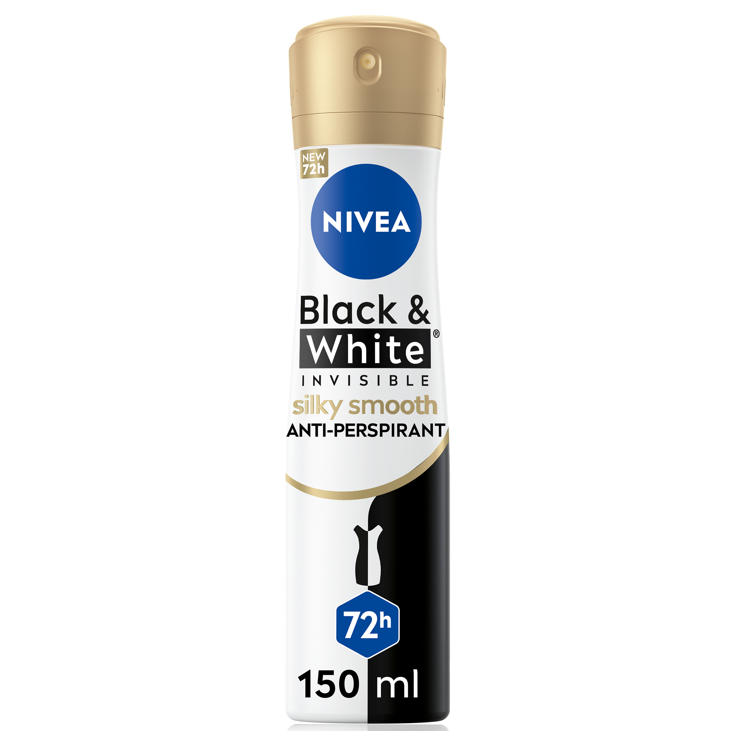 NIVEA Black & White Invisible Silky Smooth, Antiperspirant for Women, 150ml