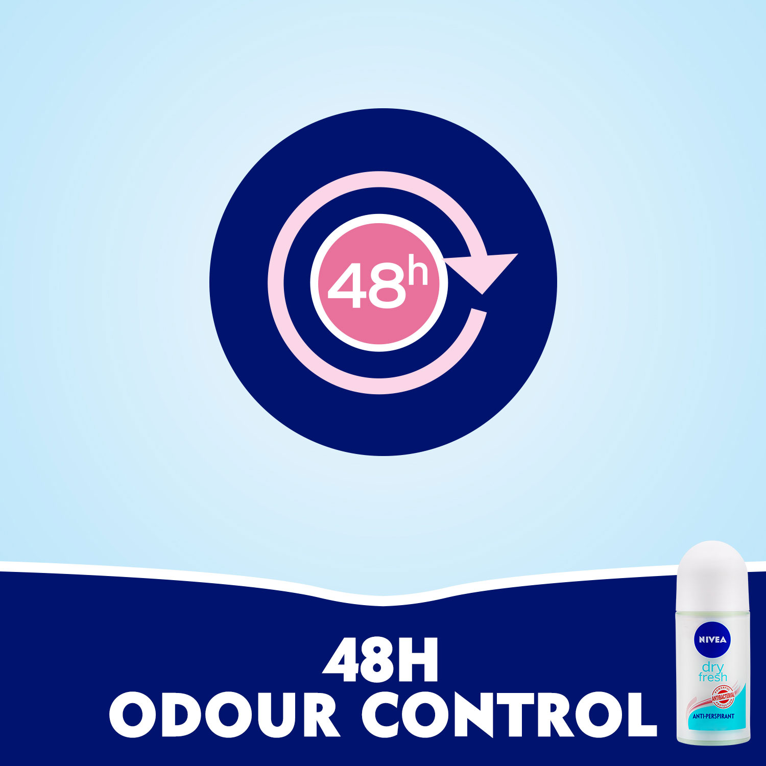NIVEA Dry Fresh Roll-On Antiperspirant Deodorant 50ml – 48h Dryness Protection with a Fresh Invigorating Scent, Keeps Underarms Dry & Fresh, Skin-Friendly Anti-Sweat Roll-On for Everyday Use