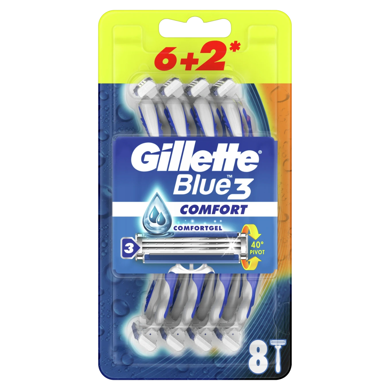 جيليت مكينة حلاقة بلو3 كومفرت قطع (6+2) مجانا