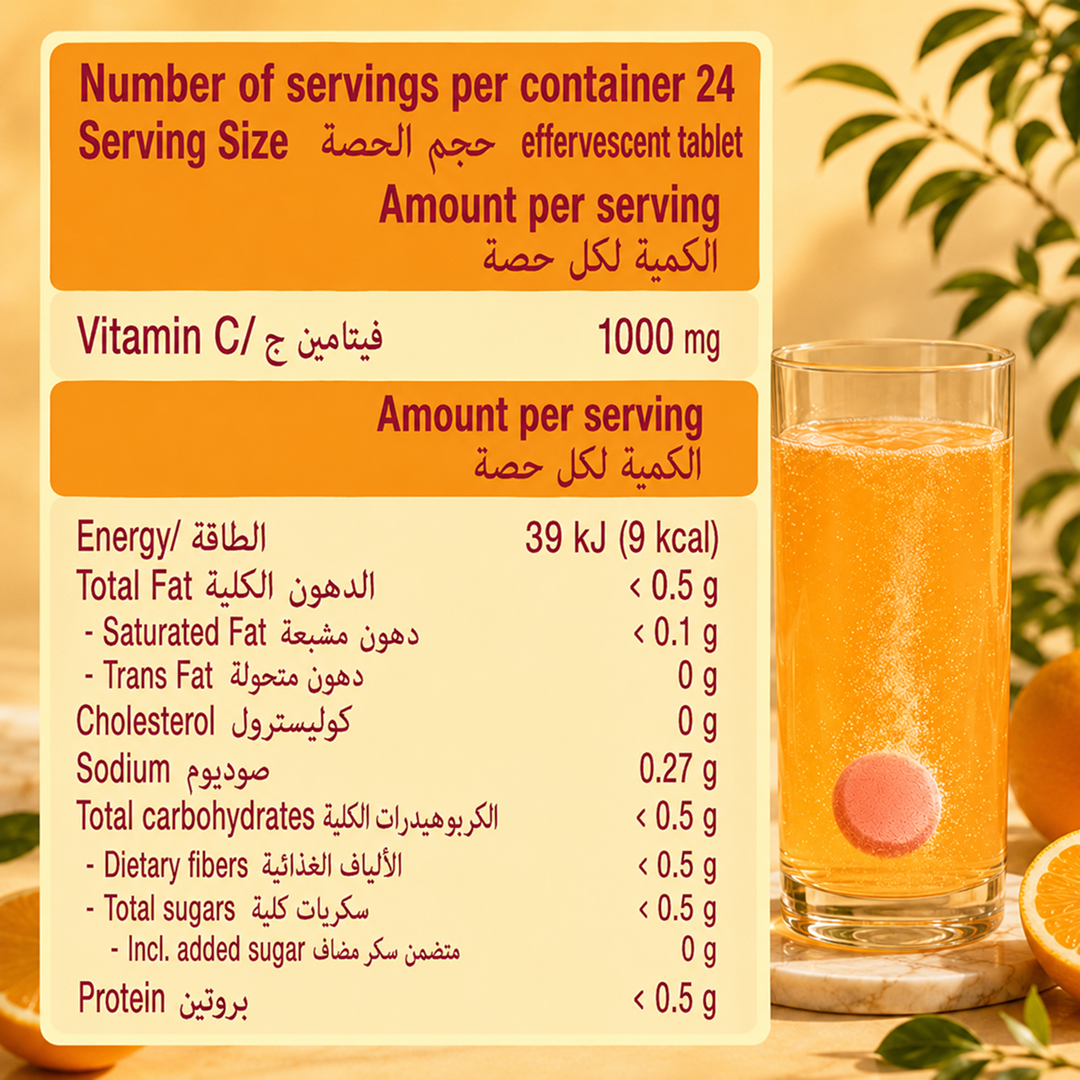 Sanotact Vitamin C 1000mg Effervescent Tablets 20s – High-Strength Vitamin C to Support Immune Function & Reduce Tiredness, Fizzy Orange Drink, German Quality, Sugar-Conscious Daily Dose