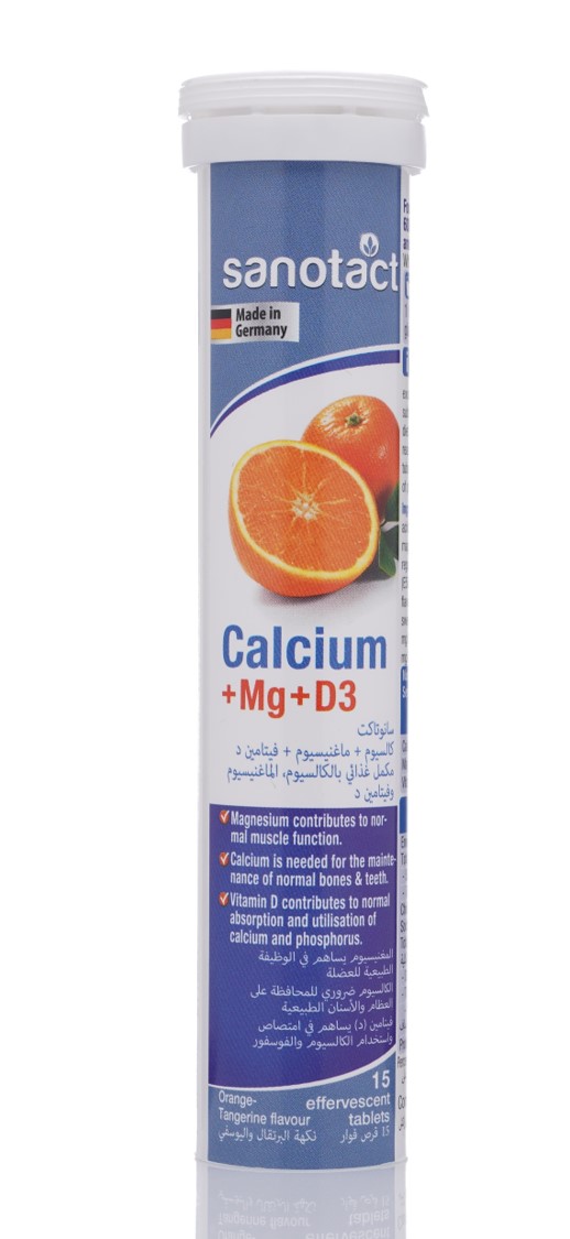 Sanotact Calcium + Mg + Vitamin D3 - 15 Effervescent Orange Tablets