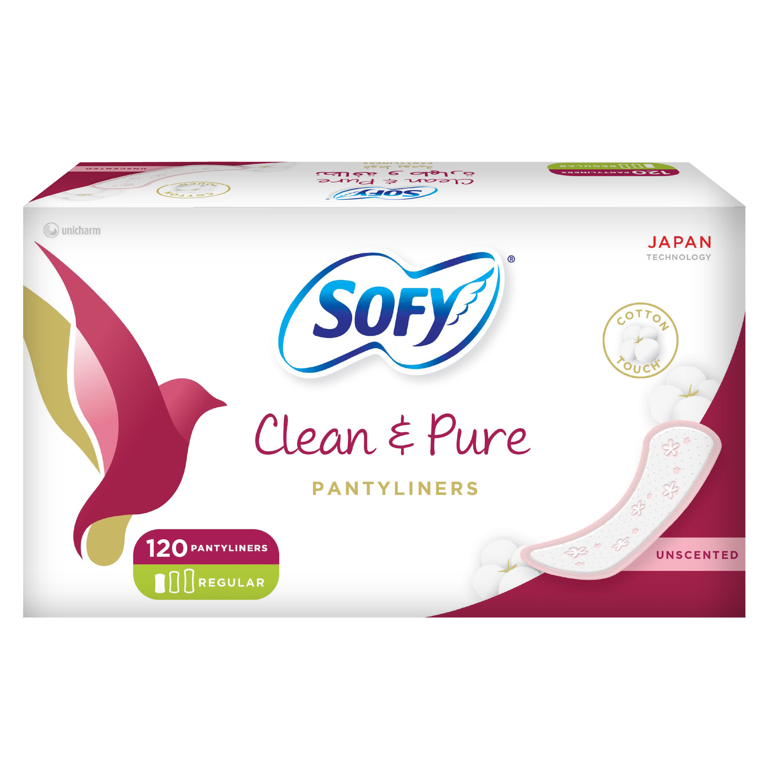 Sofy Pure Pantyliner Unscented Regular (2+1) 40 Pcs