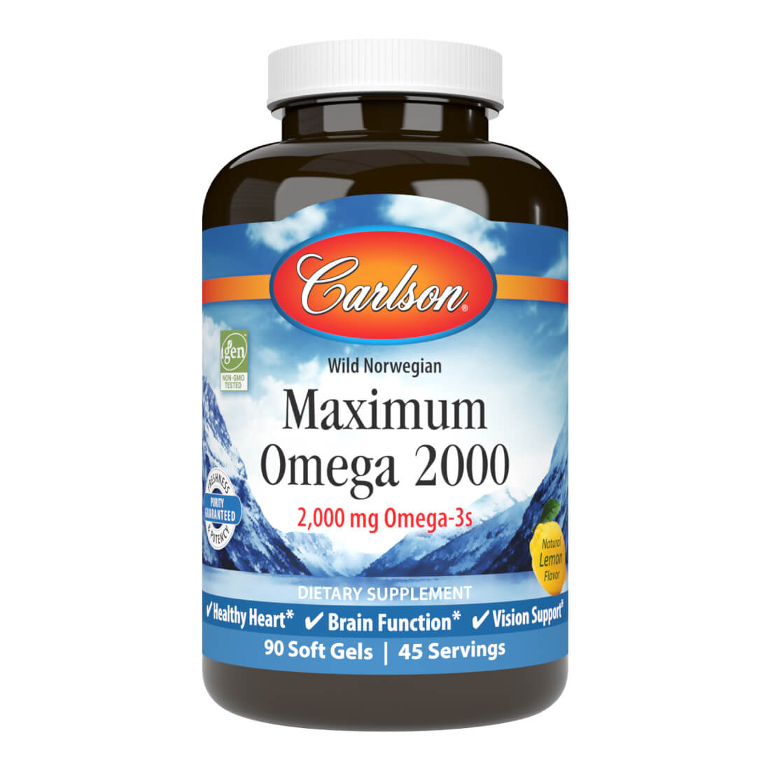Carlson Maximum Omega 2000 mg Omega-3 90 Softgels Lemon