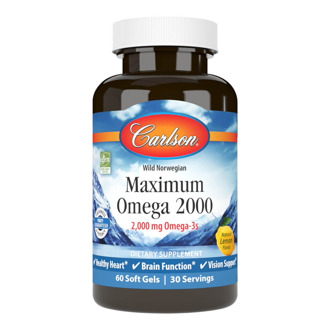 Carlson Maximum Omega 2000 mg Omega-3 60 Softgels Lemon