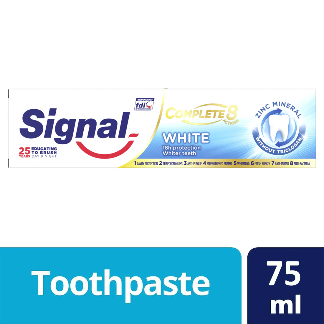سيجنال معجون اسنان العناية 8 الفائقة تبيض اكشن 75 مل