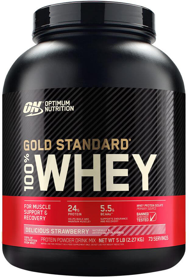 ON Optimum Nutrition Gold Standard 100% Whey 73 Servings Strawberry Powder - 5 Lb