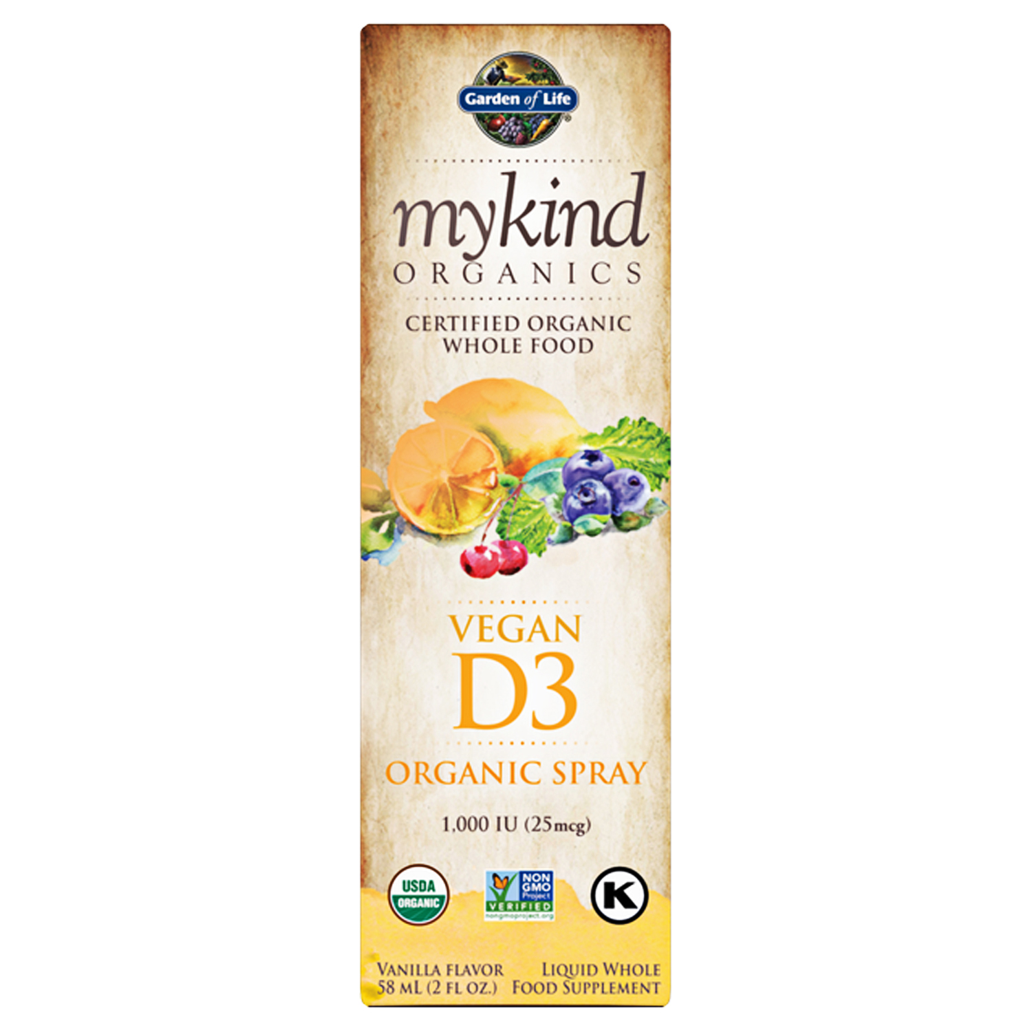 My Kind Organics Vegan D3 1000 IU Spray Vanilla Flavour - 58 ml