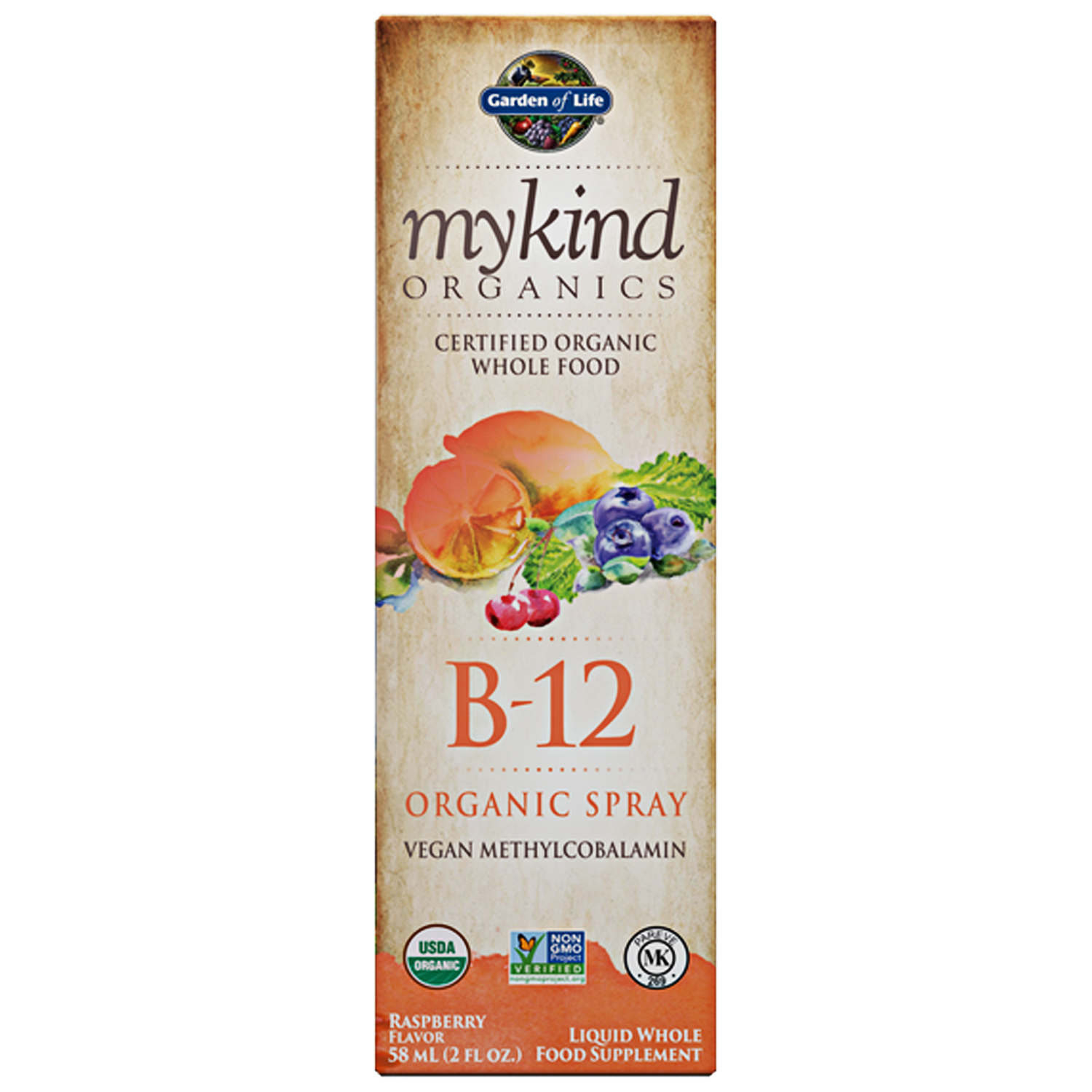 My Kind Organics B12 Organic 500 Mcg Spray Raspberry Flavour -  58 ml