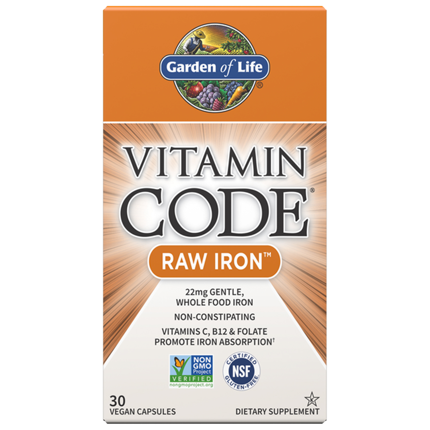 Garden Of Life Vitamin Code Raw Iron 22 mg - 30 Capsules