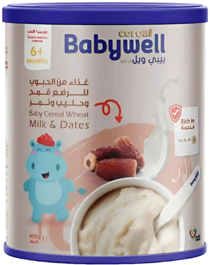 حبوب الأطفال «بيبيويل» من القمح والحليب والتمر - 400 غرام
