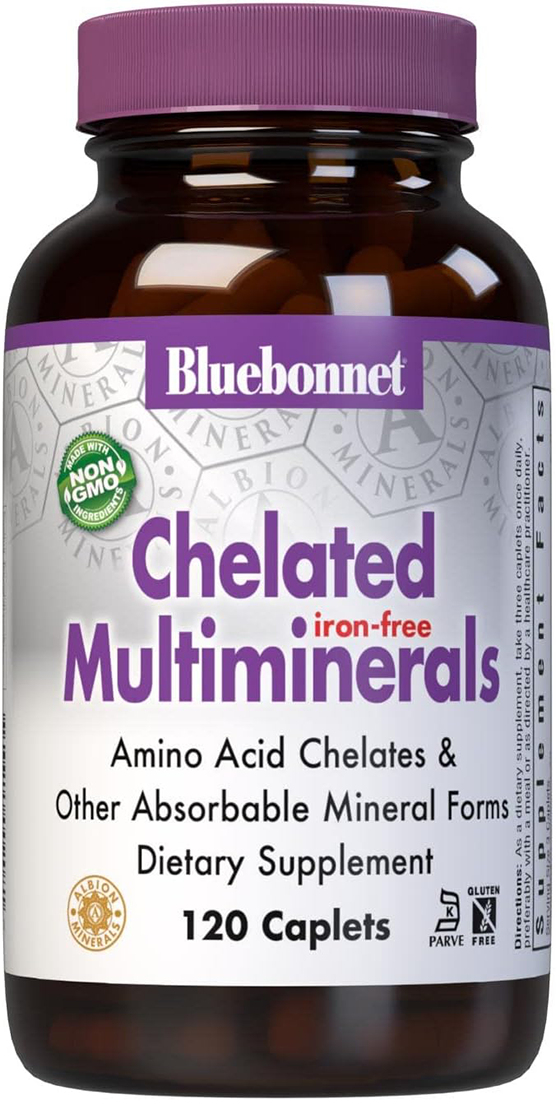 Bluebonnet Chelated Multiminerals Iron-Free 60 Caplets