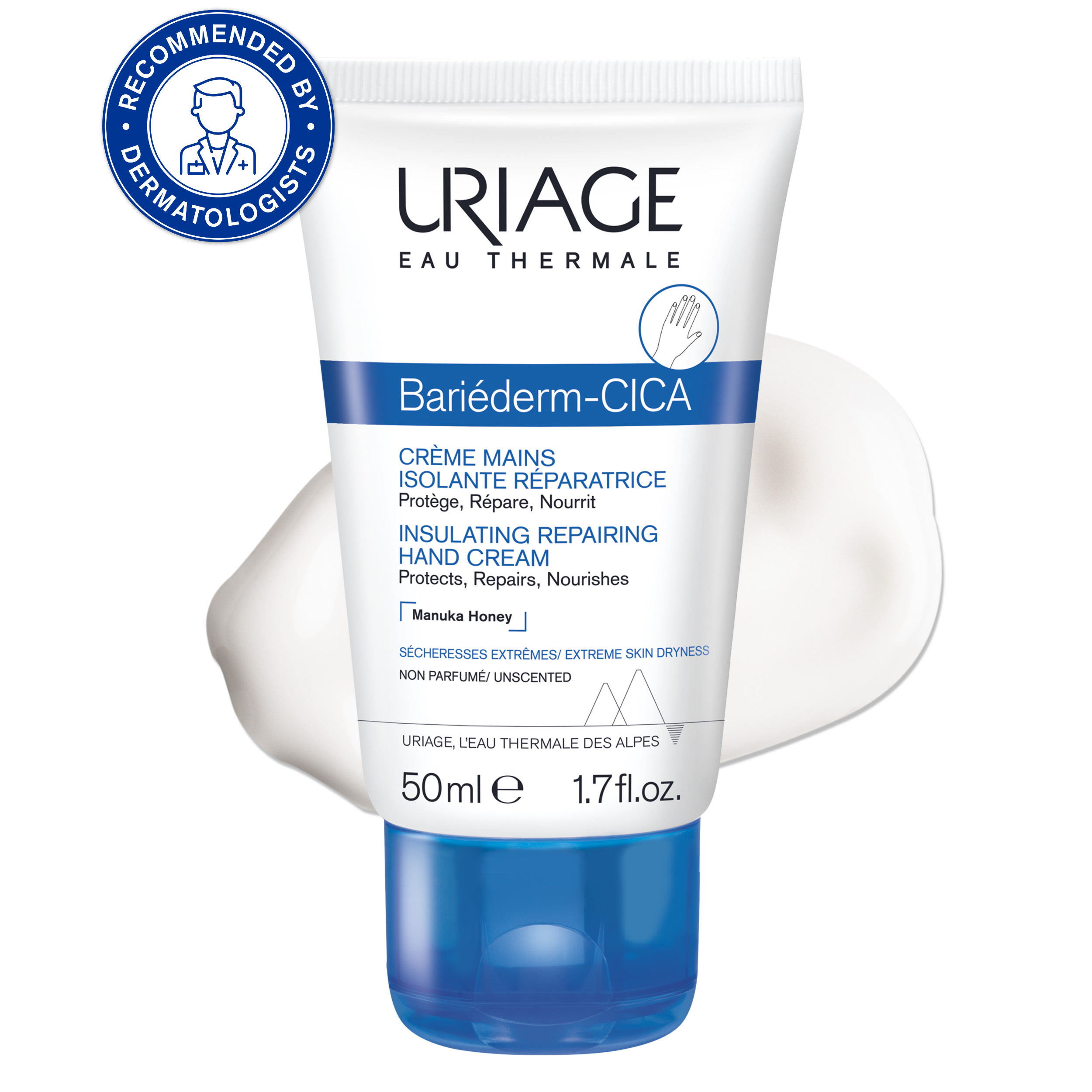 URIAGE BARIEDERM CICA Hand Cream with Manuka Honey, very Dry, Cracked Hands 50ML