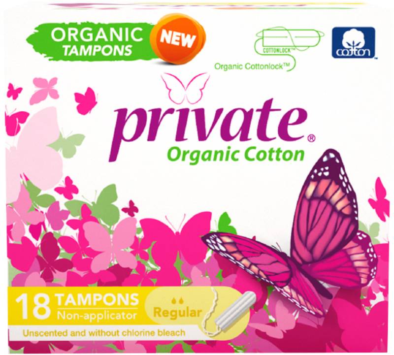 Private Organic Tampons Reg 18 (Non-Applicator)