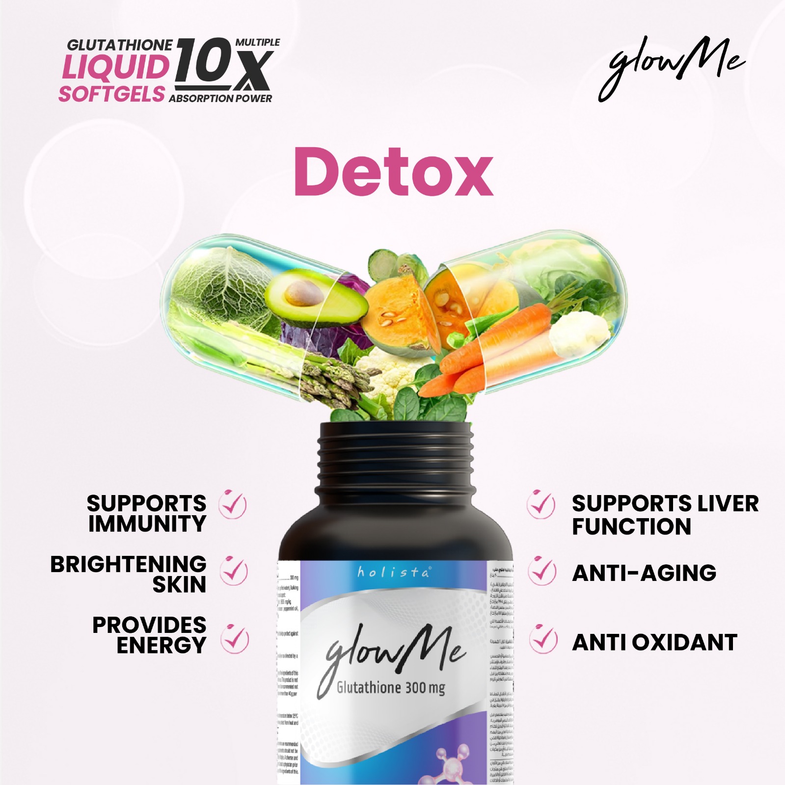 glow me glutathione Holista Glow Me Glutathione - 300 mg