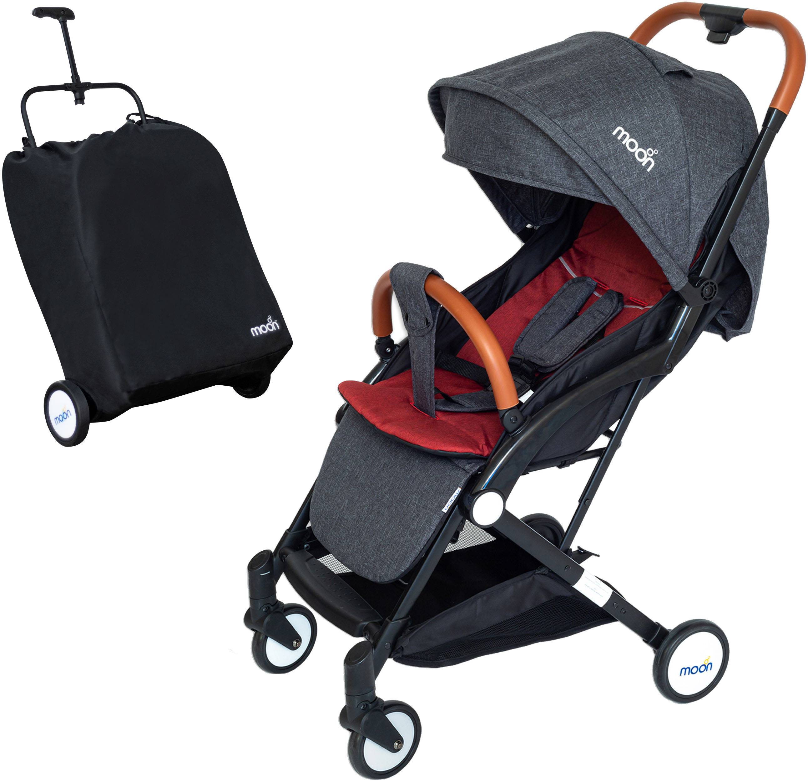Moon Ritzi Cabin Stroller Lightweight Foldable Compact Design - Black/Red