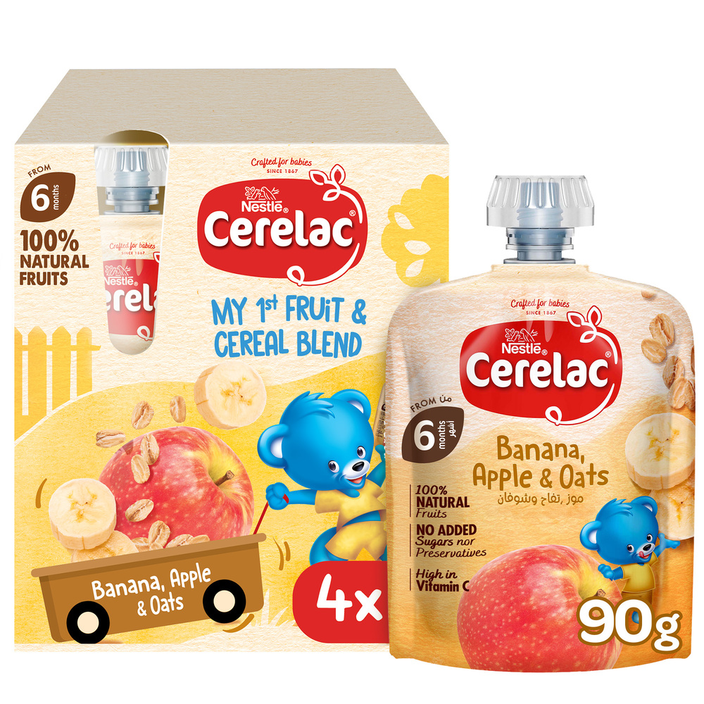 سيريلاك عبوه متعدده, طعام أطفال فواكه وشوفان 4*90 جم +6 ش