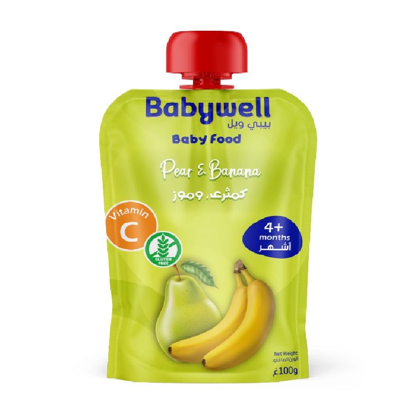 Babywell Puree  Pear, Banana 100g +6months