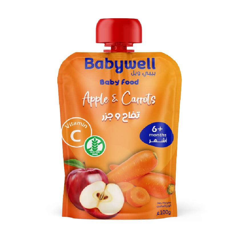 Babywell Puree Apple, Carrot 100g +6months
