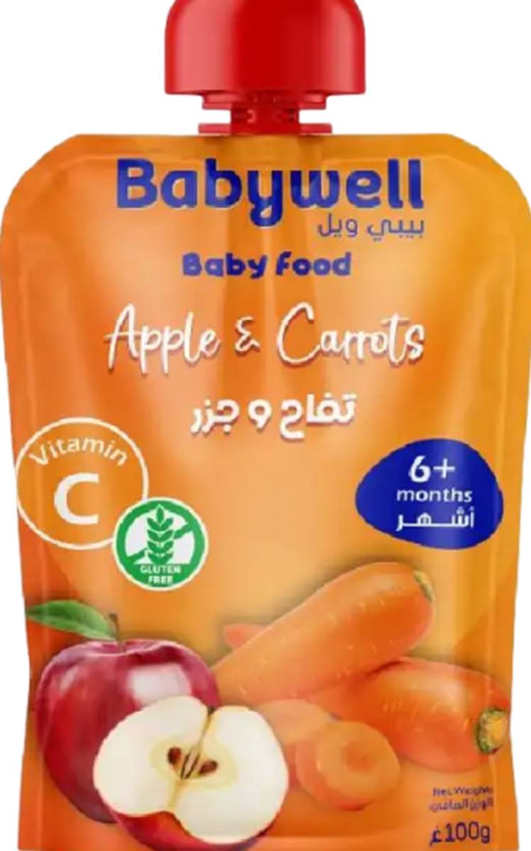 Babywell Puree Apple, Carrot - 100 gm