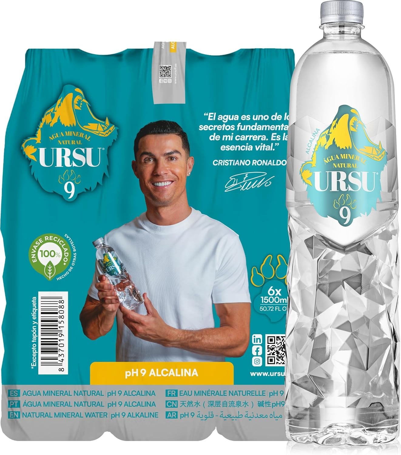 Ursu9 Alkaline Water 6 x 1.5 L