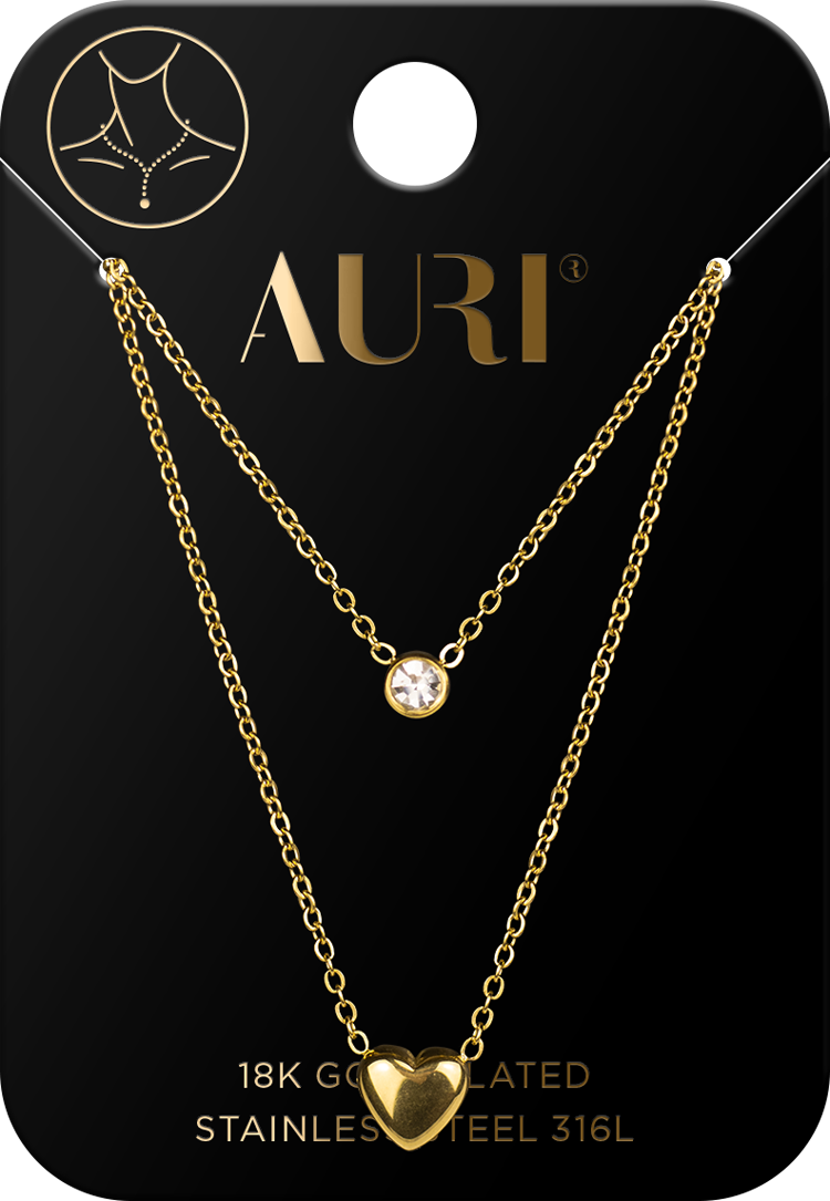 Auri Double Necklace With Zircon And Heart