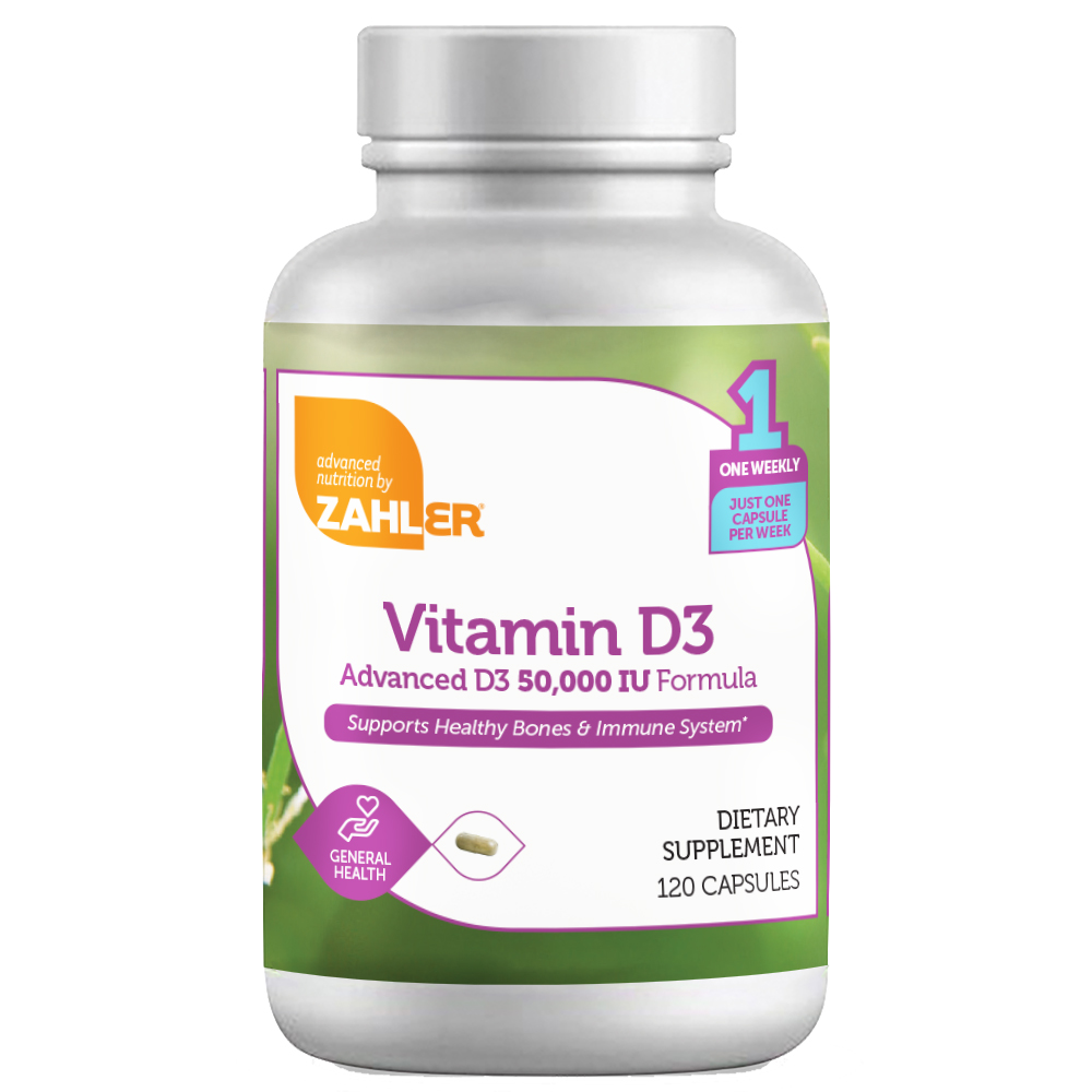Zahler Vitamin D3 1250 micrograms 50000 International Units 120 capsules