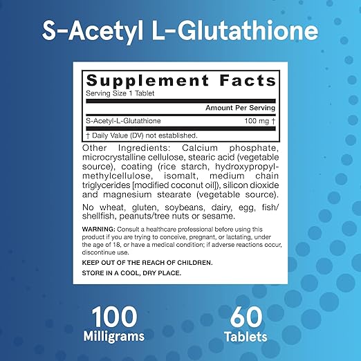 Jarrow S-Acetyl L-Glutathione 100 Mg 60 Tablets