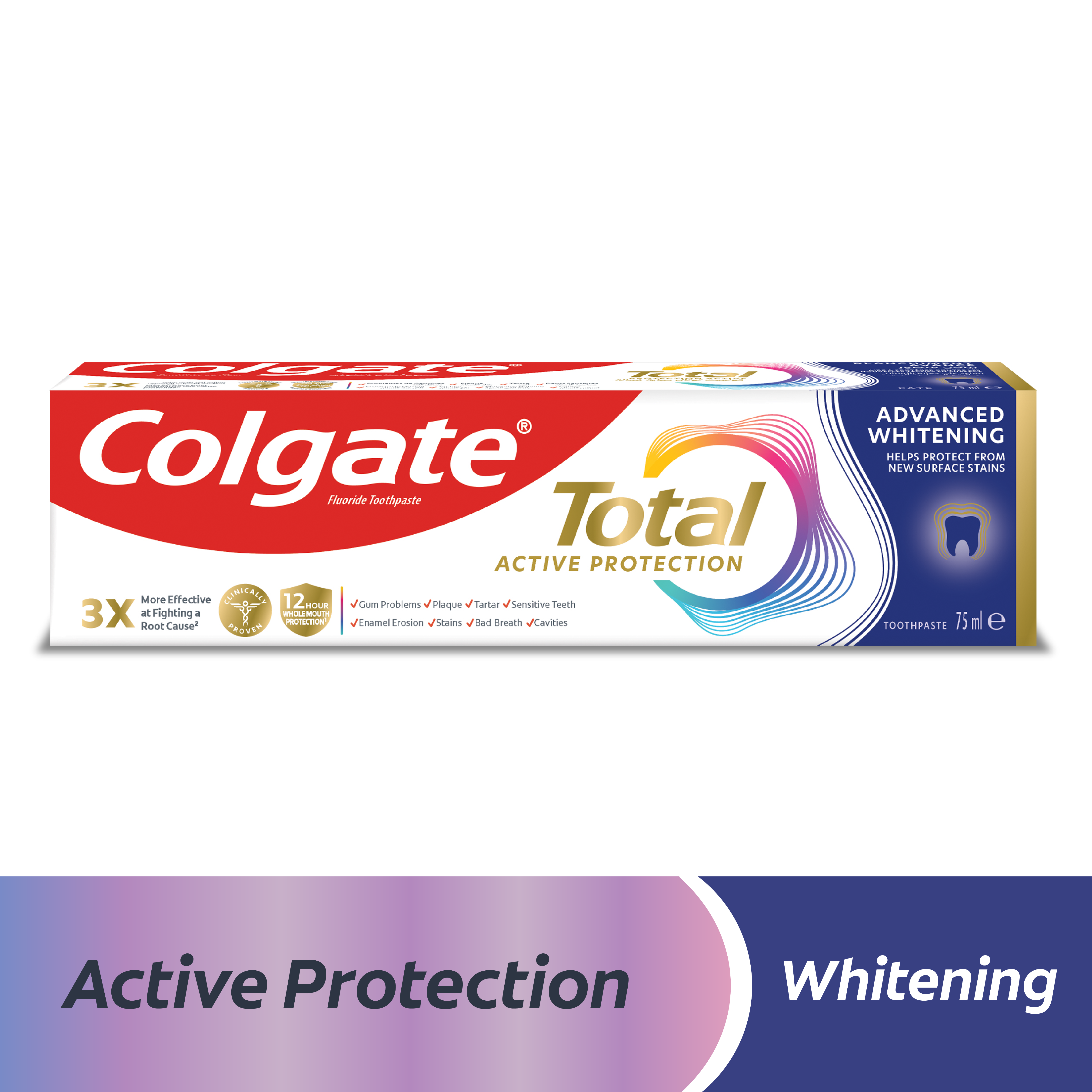 كولجيت معجون أسنان توتال أكتيف بروتكتيف أدفانسد تبييض الأسنان 75 مل