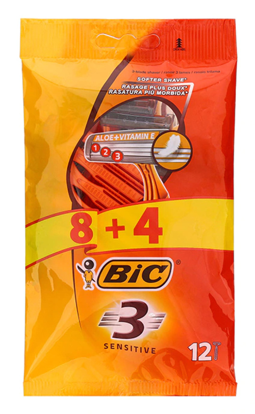 بيك شفرات حلاقة 3 شفرات للبشرة الحساسة (8+4)