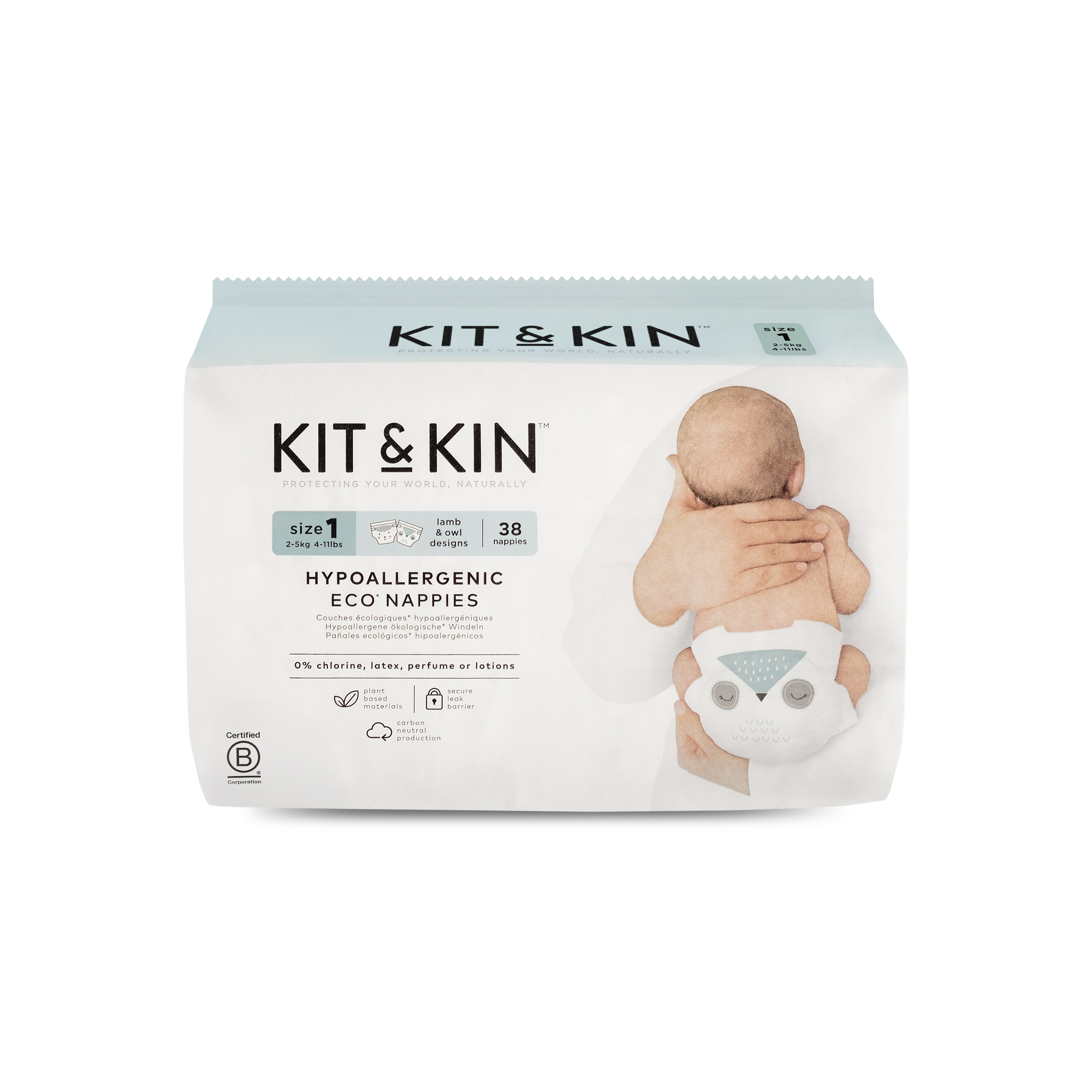 Kit & Kin Eco Diapers Size 1 38-Pack