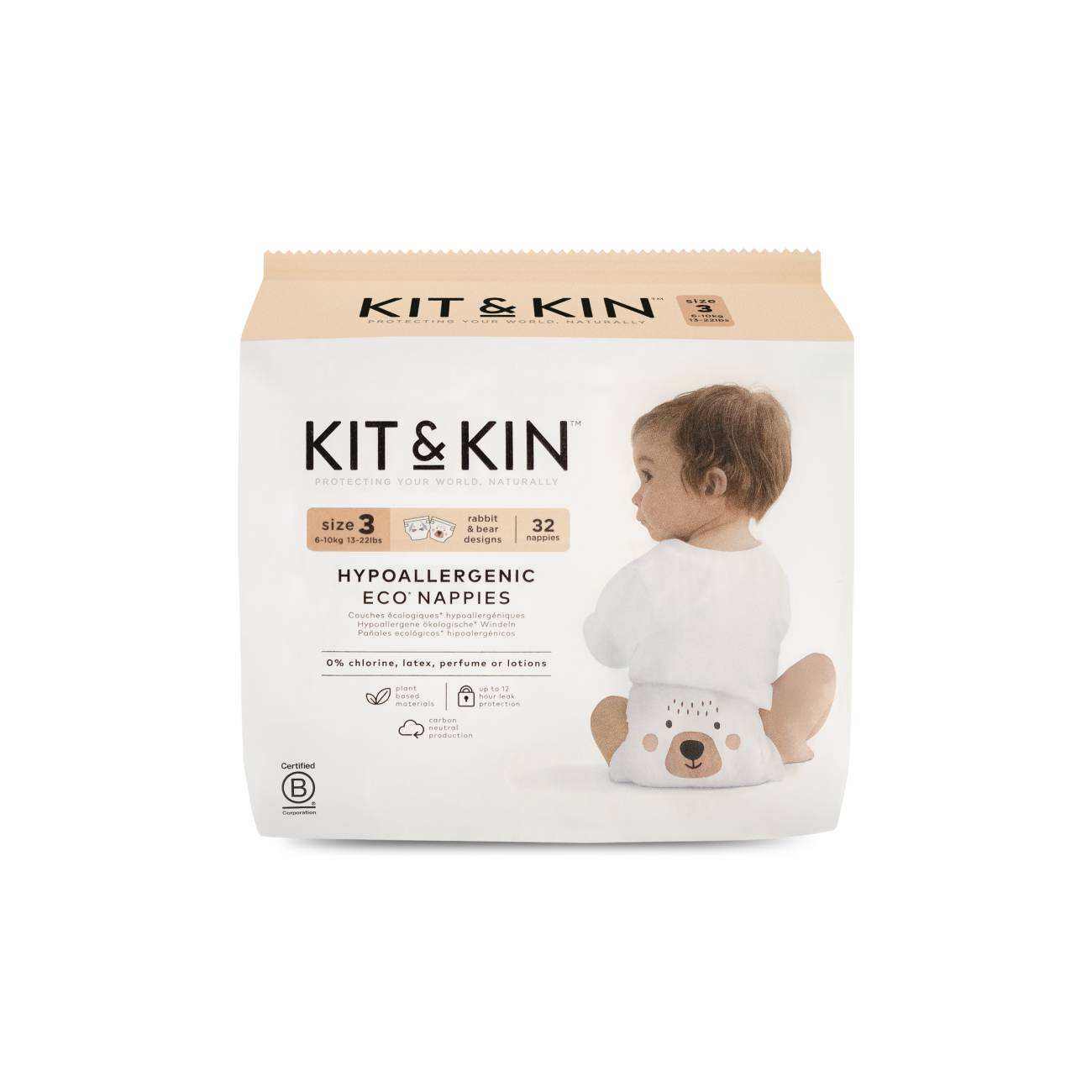 Kit & Kin Eco Diapers Size 3 32-Pack