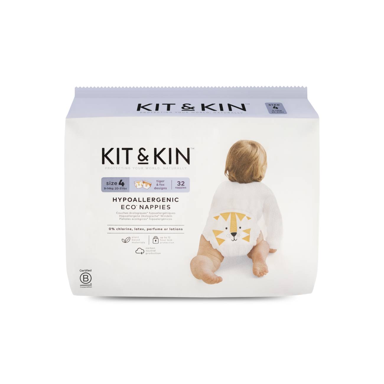 Kit & Kin Eco Diapers Size 4 32-Pack