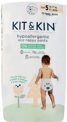 Kit & Kin Hypoallergenic Eco Nappy Pants Pull Ups Size 5 Junior Half Pack 10 Pcs