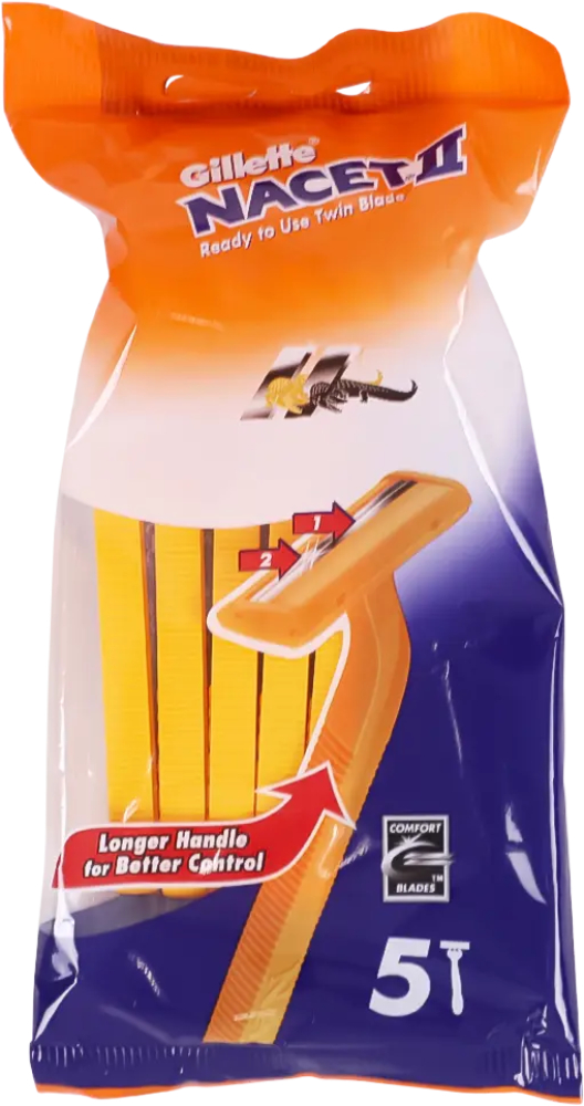 جيليت ناسيت ماكينات حلاقة بشفرتين 5 قطع