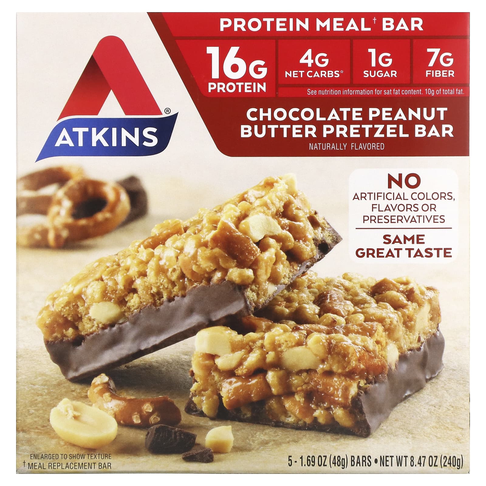 Atkins Meal Chocolate Peanut Butter Pretzel Bar - 5 pack