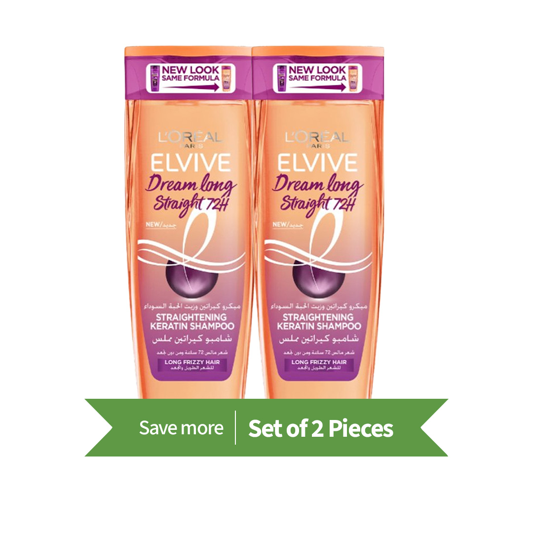 L'Oréal Elvive Dream Long Straight 72H Shampoo - 400ml Twin Pack