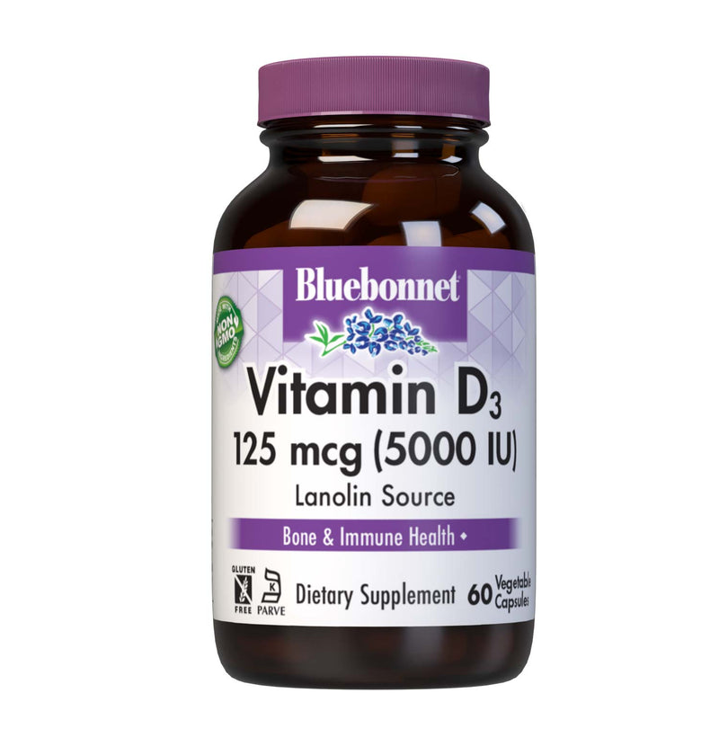 Bluebonnet Nutrition Vitamin D3 125 mcg 5000 IU 60 Capsules
