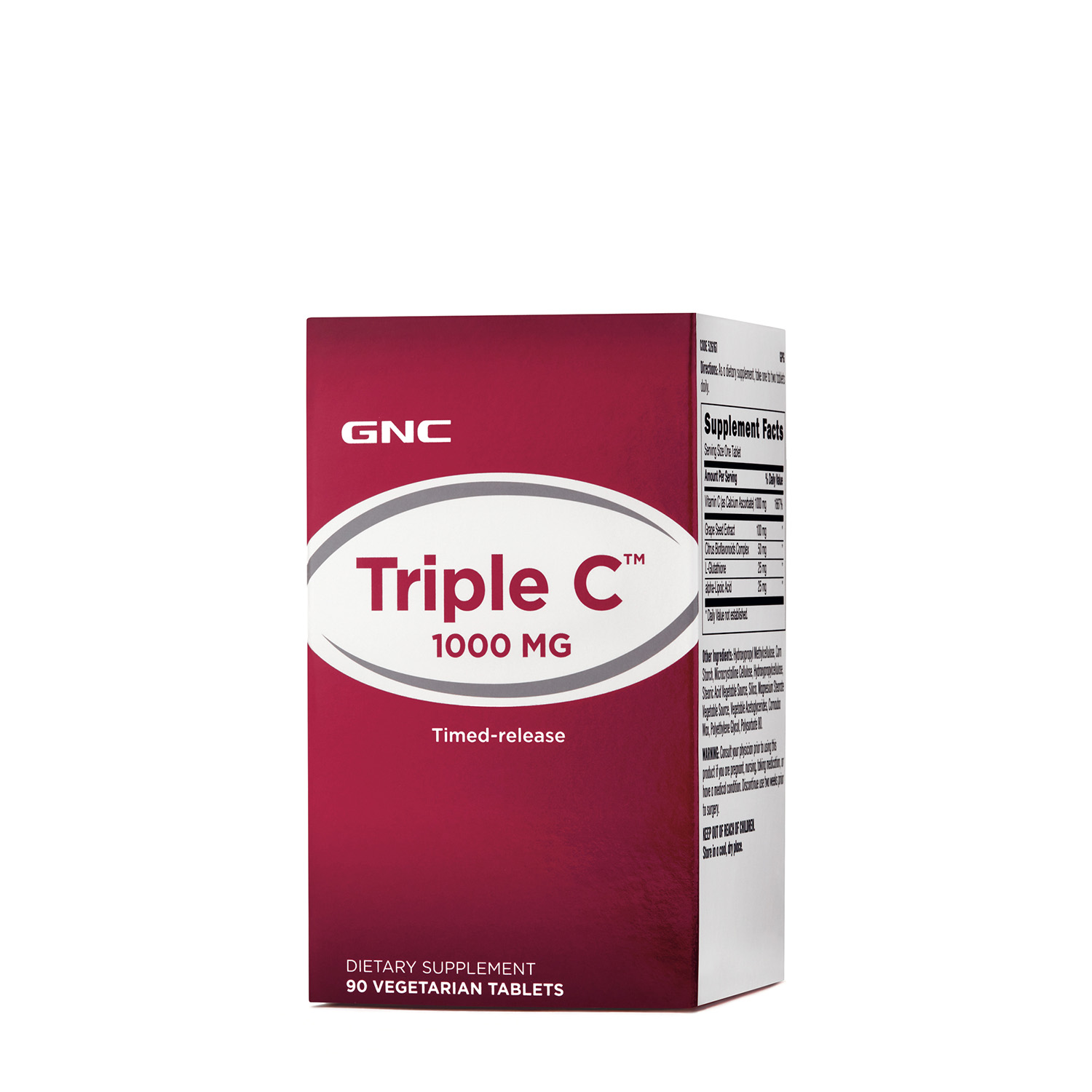 gnc glutathione 1000mg pureclinica x 60 Tablets. with 500mg Glutathione, 300mg ALA, and 200mg Vitamin C per Tablet. : Health & Household GNC Triple C 1000 mg