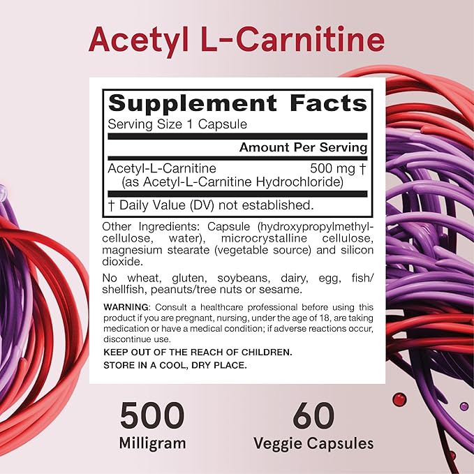 acetyl l carnitine jarrow Acetyl L-Carnitine, 500 mg, 60 Veggie Capsules