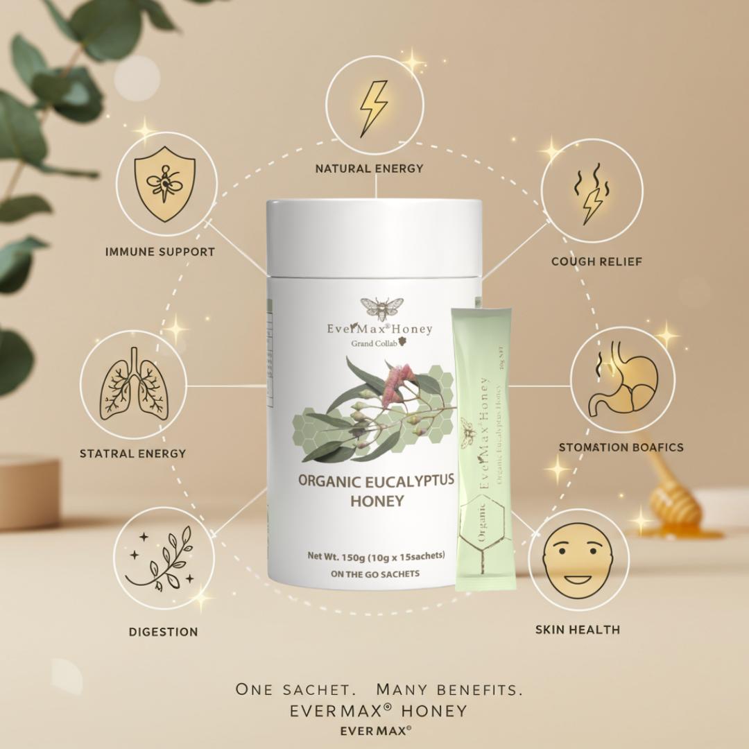 Evermax Manuka Honey with Eucalyptus, Premium Manuka Honey Blended with Eucalyptus for a Naturally Soothing Daily Honey, Rich Aromatic Flavour for Tea Toast and Wellness Routines