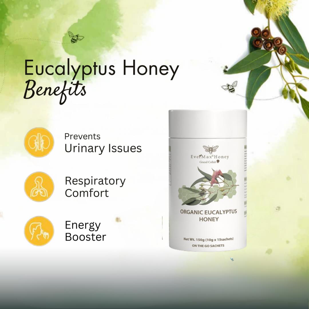 Evermax Manuka Honey with Eucalyptus, Premium Manuka Honey Blended with Eucalyptus for a Naturally Soothing Daily Honey, Rich Aromatic Flavour for Tea Toast and Wellness Routines
