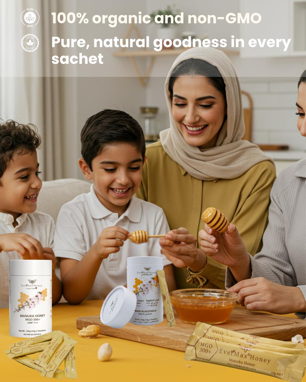 Evermax Manuka Honey, Premium Pure Manuka Honey with Rich Thick Texture and Distinctive Taste, Natural Honey for Daily Enjoyment in Tea Toast and Wellness Routines, Quality Honey Jar