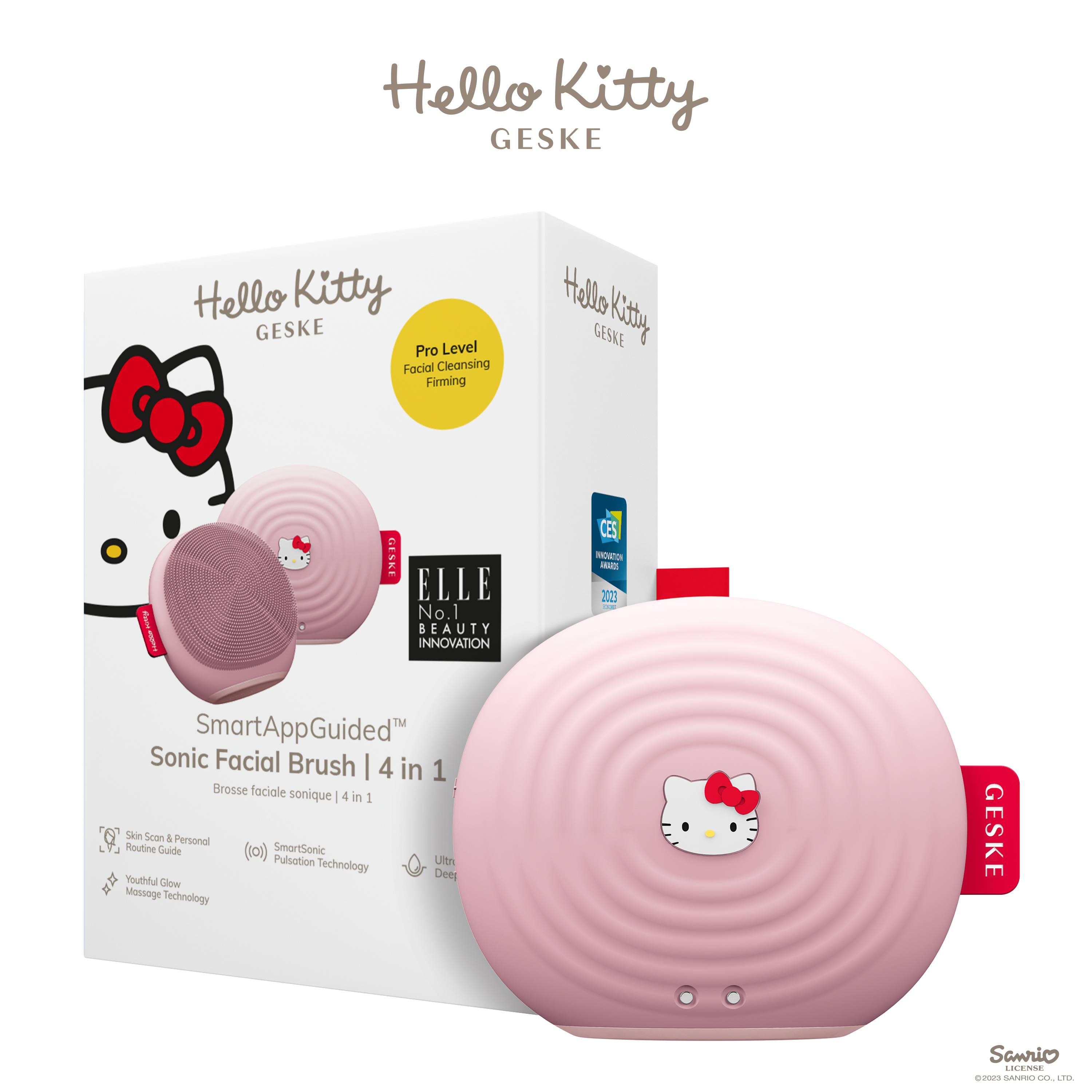 Geske Hello Kitty Smartapp Guided Sonic Facial Brush, 4 In 1